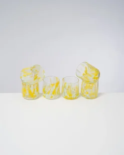 Alegria - Set of 6 glasses small big drops yellow