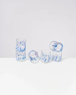 Alegria - Set of 6 glasses small big drops blue