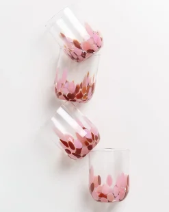 Alegria set of 4 glass large drops amber pink