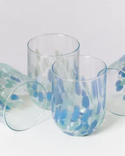Alegria set of 4 glass large drops blue white