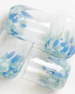 Alegria set of 4 glass large drops blue white