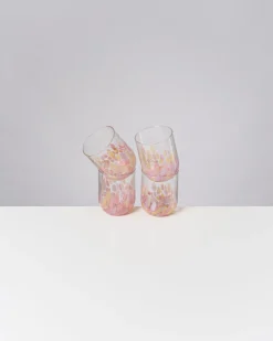 Alegria set of 4 glass large drops pink sand