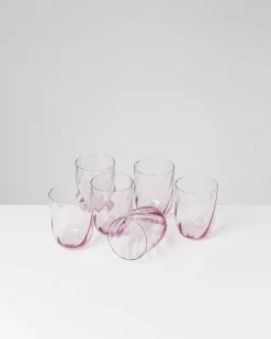 Calma - Set of 6 glass large swirl purple