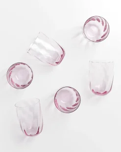 Calma - Set of 6 glass large swirl purple