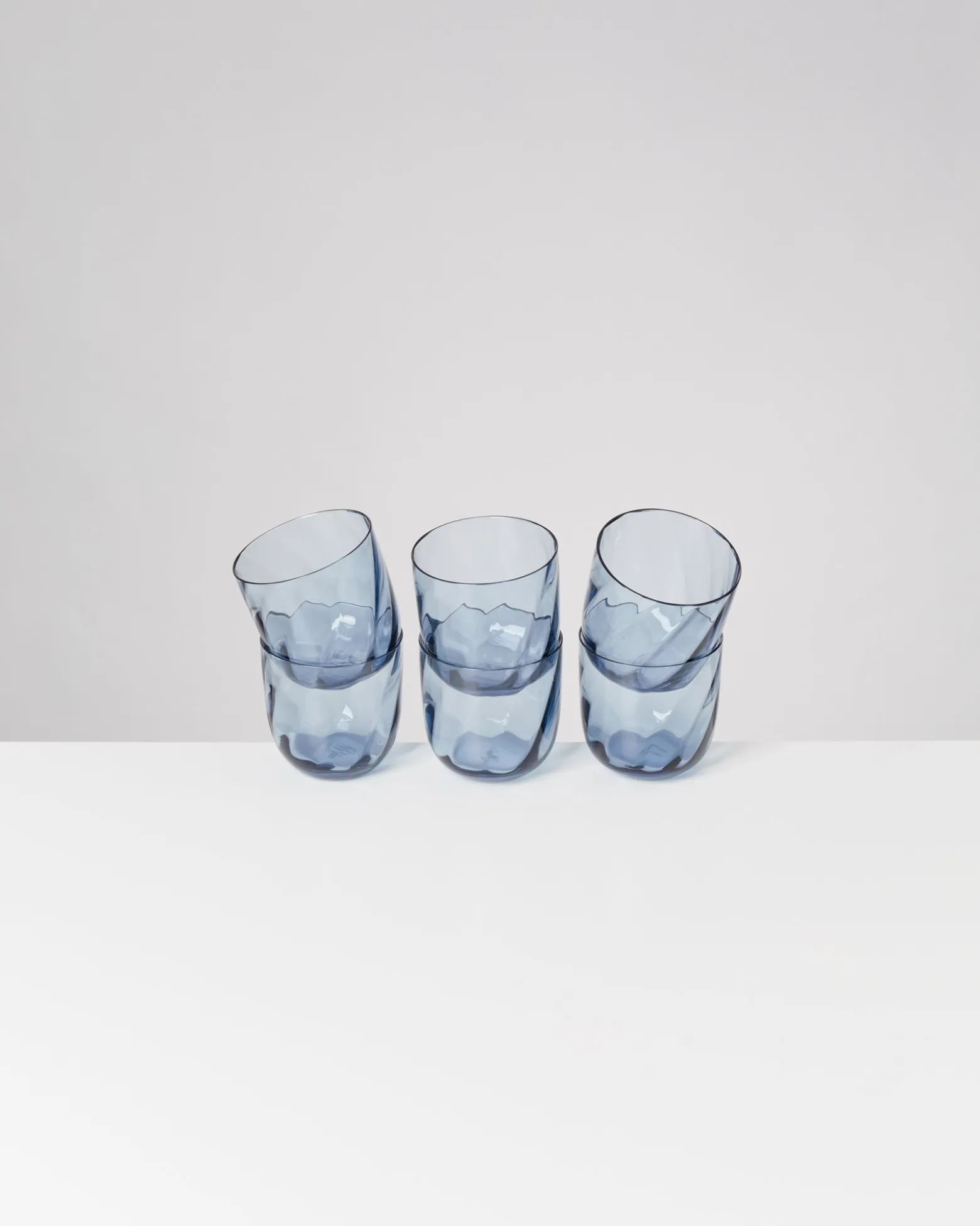 Calma - Set of 6 glass small swirl blue