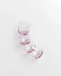 Calma - Set of 4 glass small swirl purple