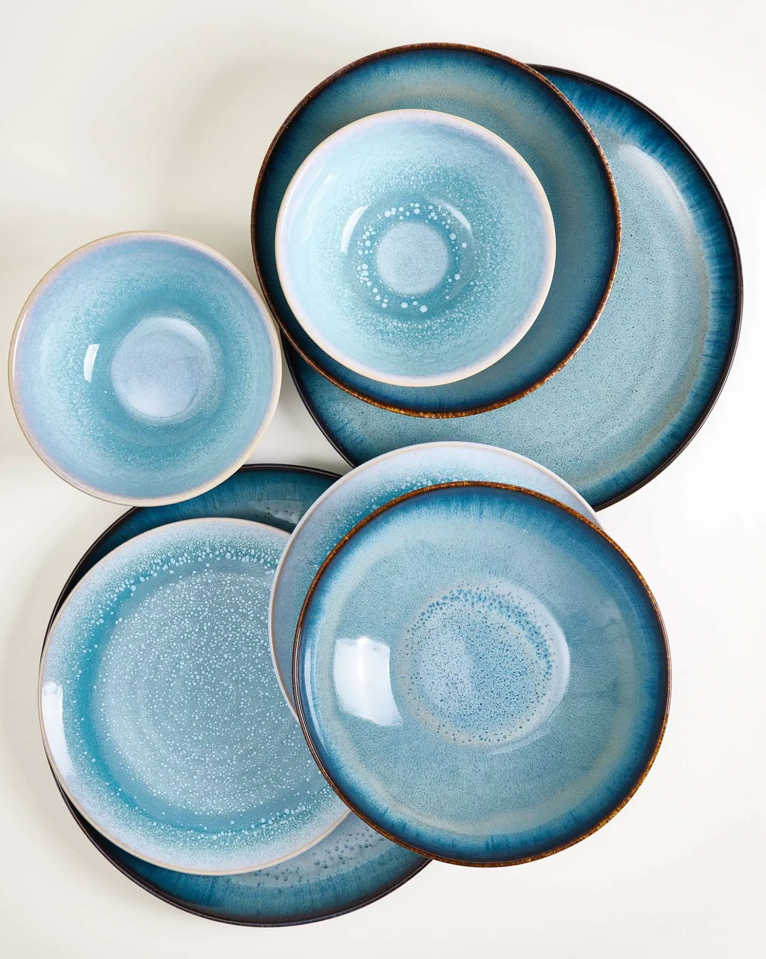 Geschirr-Set Soft Tide aqua grünblau 8-teilig