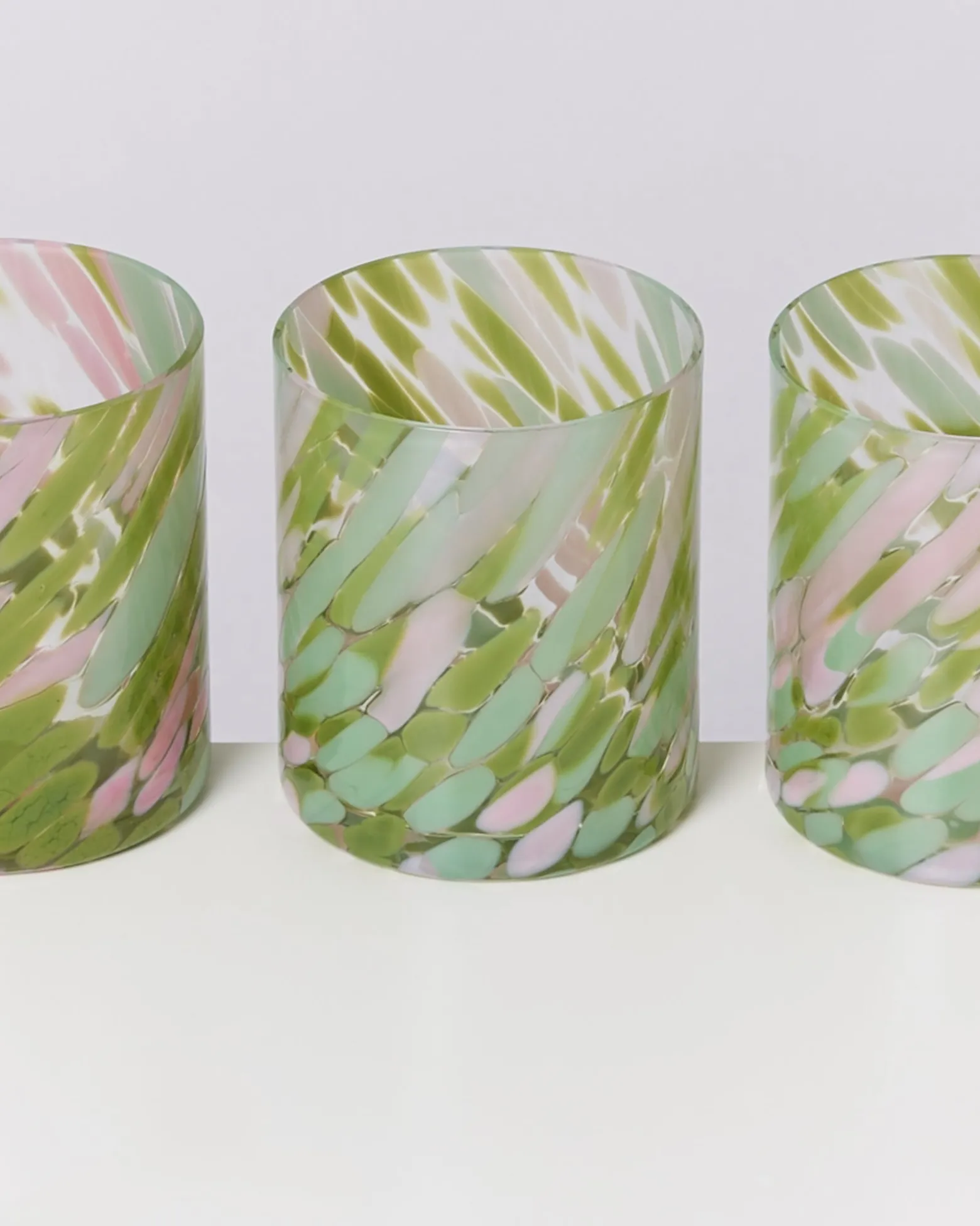 Joia Glas groß drops grün rosa