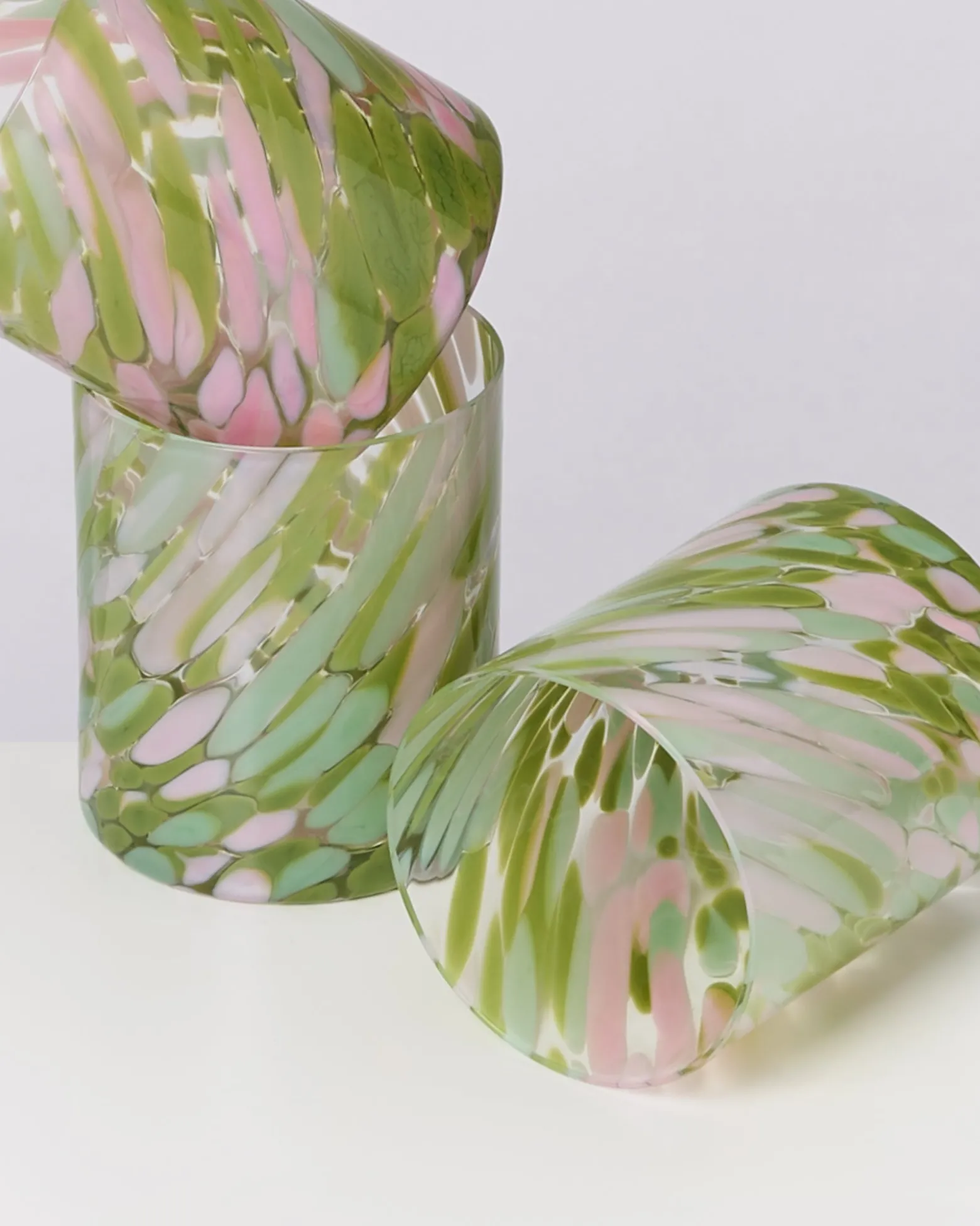 Joia Glas groß drops grün rosa