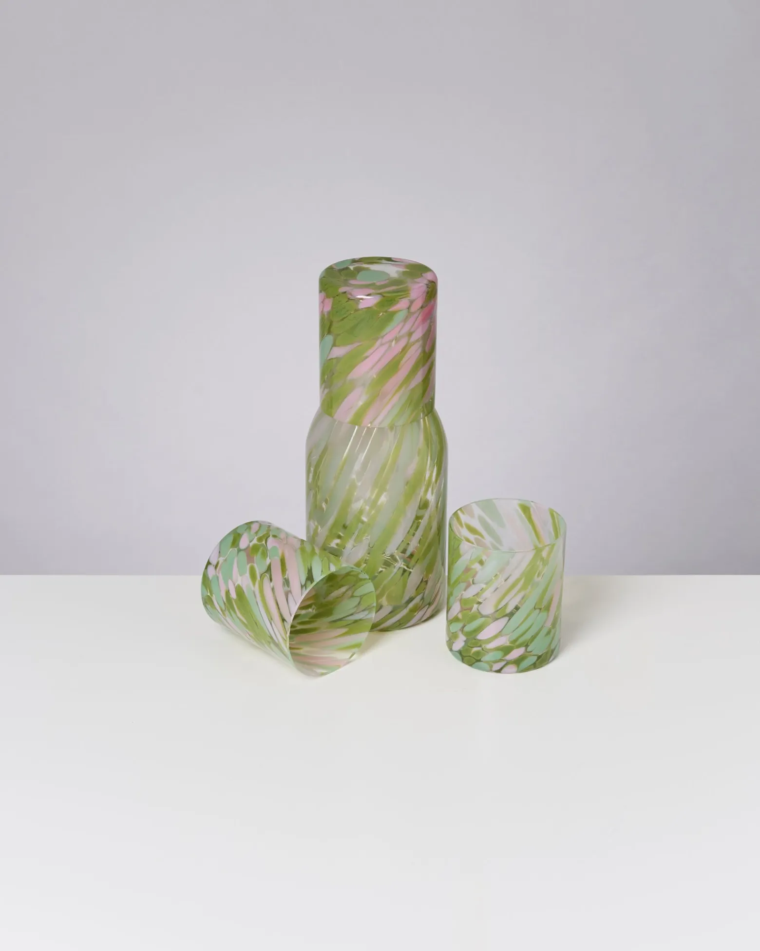 Joia Glas groß drops grün rosa