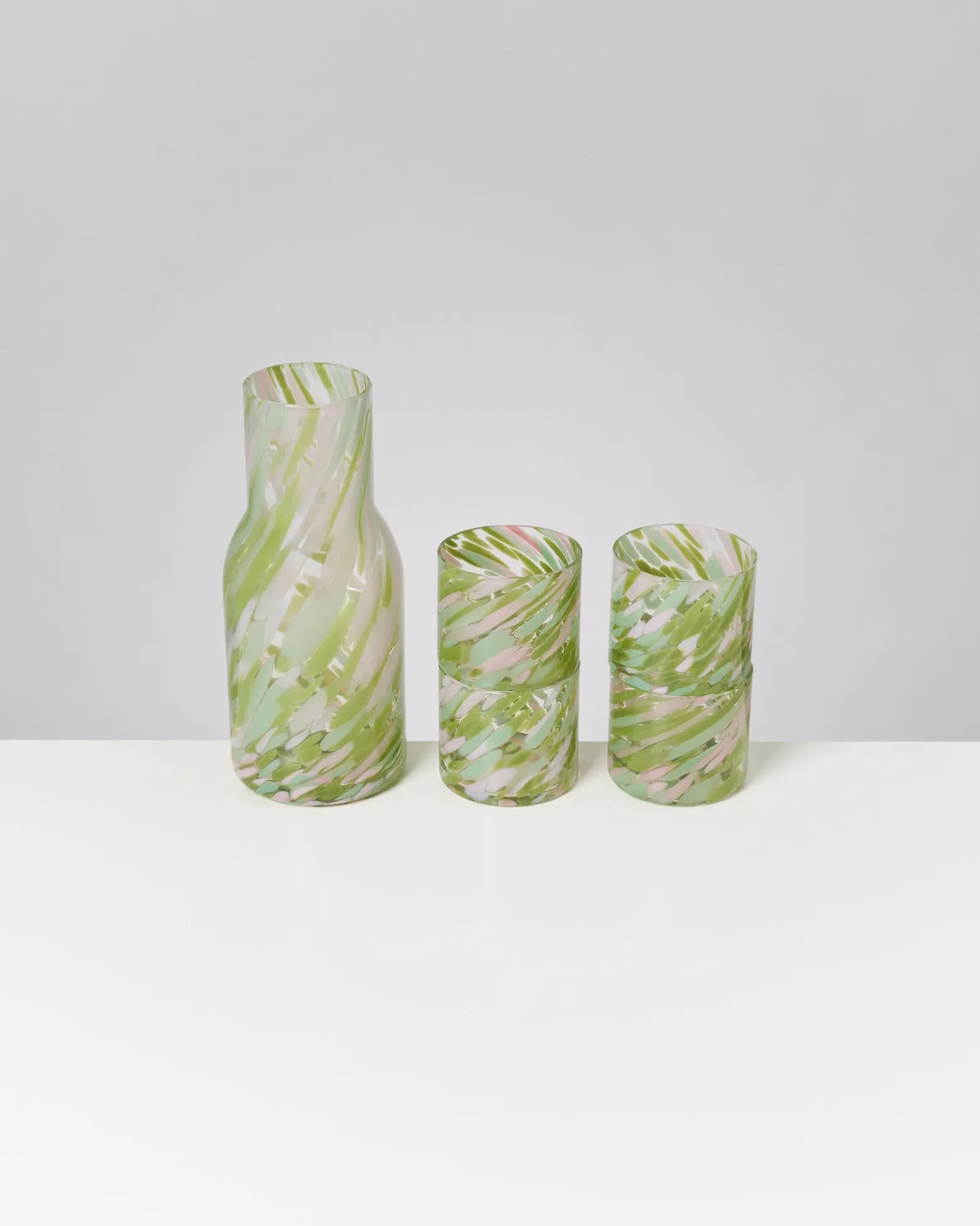 Joia Glas klein drops grün rosa 5er-Set