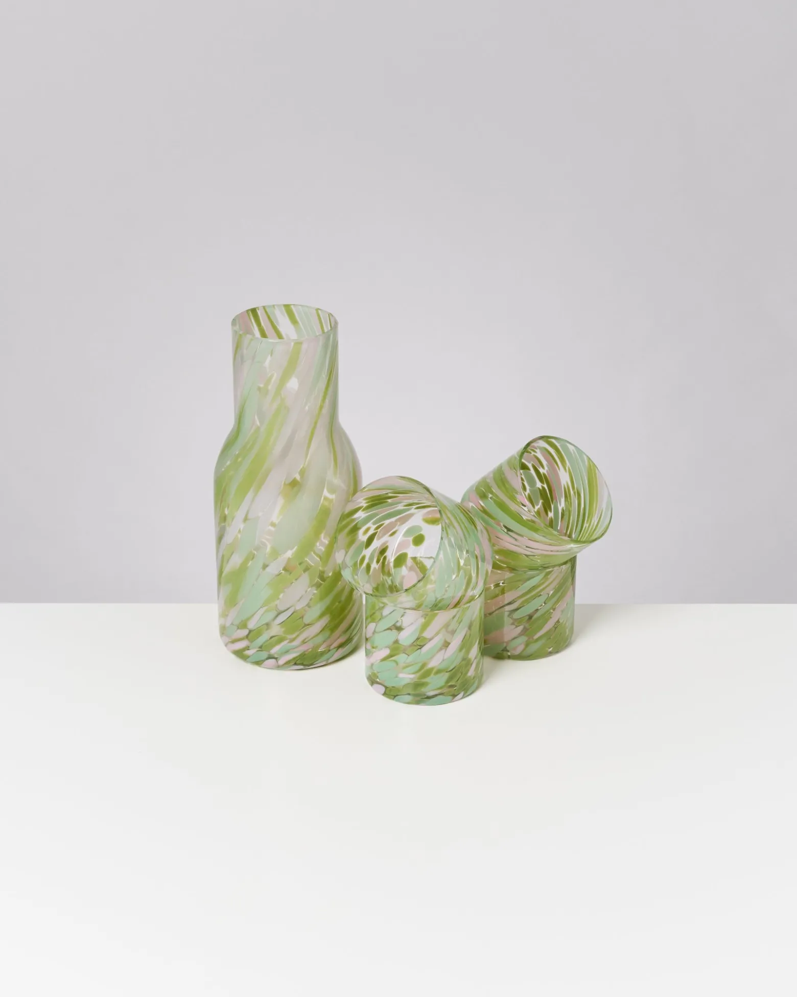 Joia Glas klein drops grün rosa 5er-Set