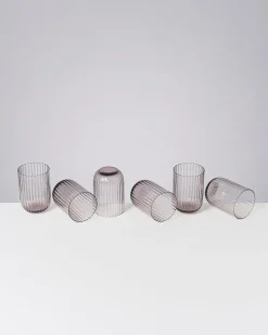 Joia Glas klein riffled grau 6er-Set