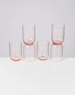 Joia Glas klein riffled rosé 6er-Set