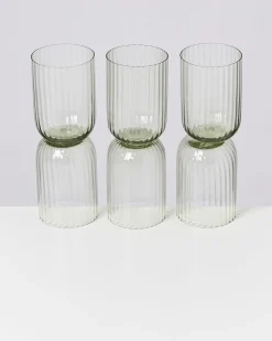Joia Glas klein riffled smaragd 6er-Set