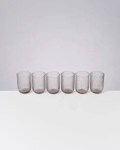 Joia - Set of 6 glass riffled amethist