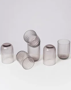 Joia - Set of 6 glass riffled amethist