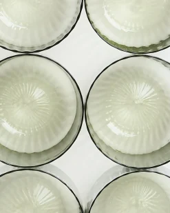 Joia - Set of 6 glass riffled emerald