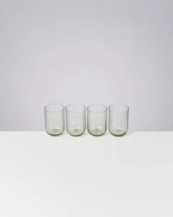 Joia - Set of 4 glass riffled emerald