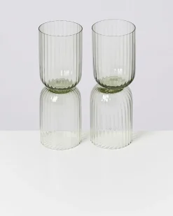 Joia - Set of 4 glass riffled emerald