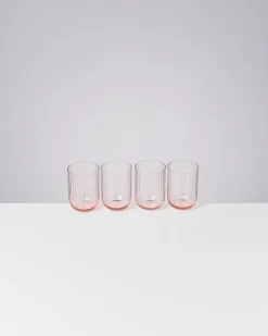 Joia - Set of 4 glass riffled pink opal