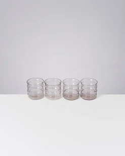 Joia - Set of 4 glass small bubble amethyst