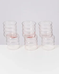Joia - Set of 6 glass small bubble pink opal