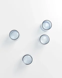 Leiria Glas klein riffled blau 4er-Set