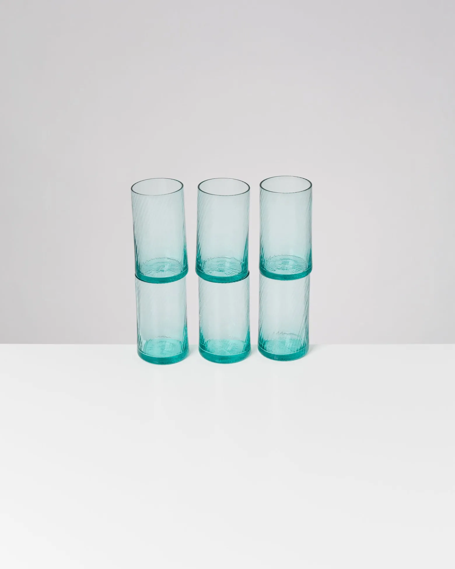 Leiria Glas klein riffled grün 6er-Set