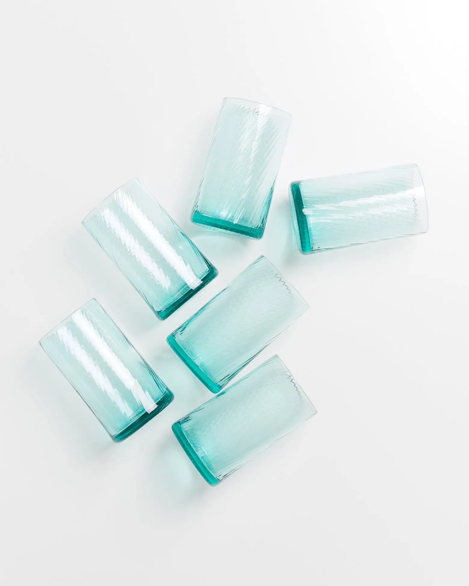 Leiria Glas klein riffled grün 6er-Set