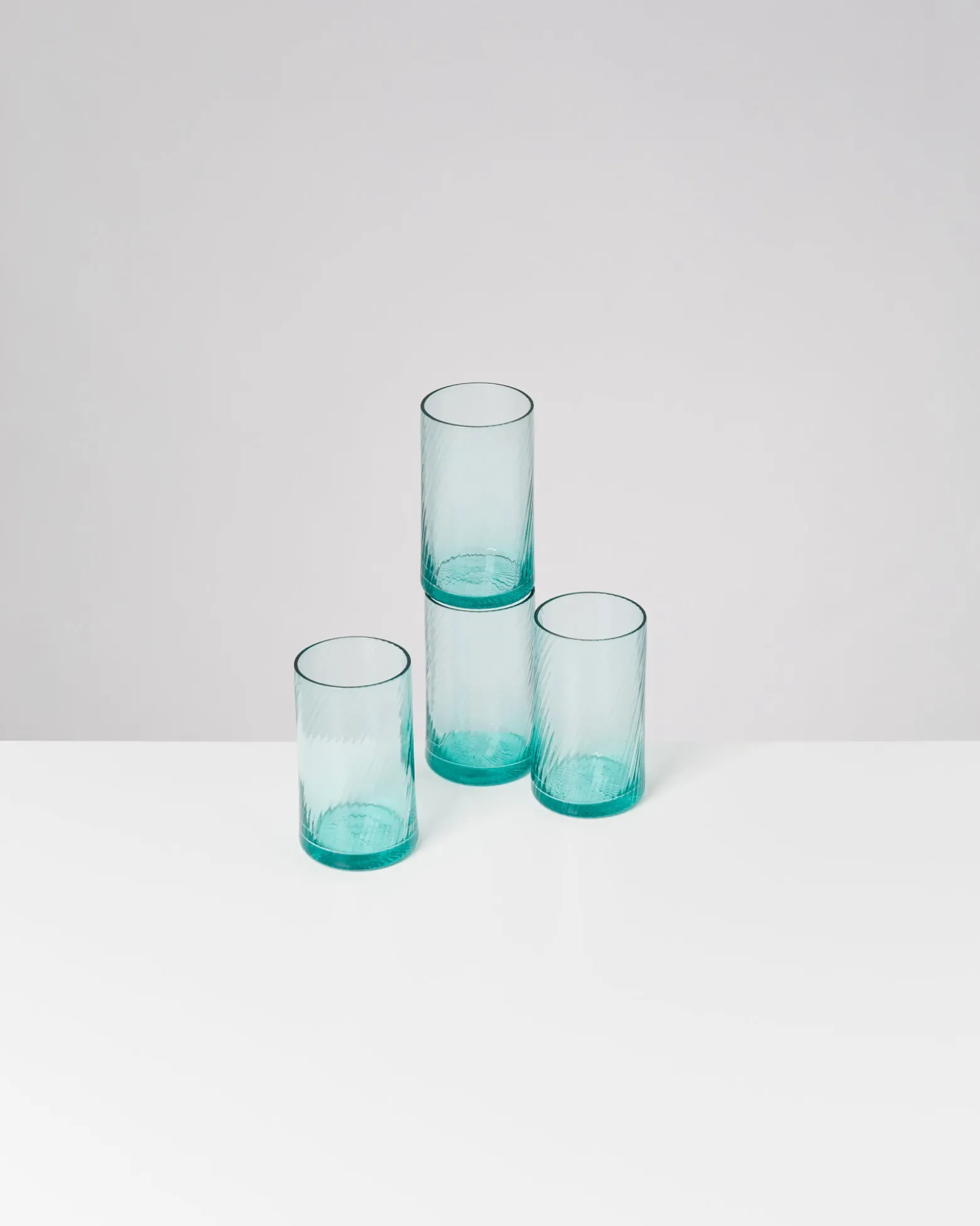 Leiria Glas klein riffled grün 4er-Set