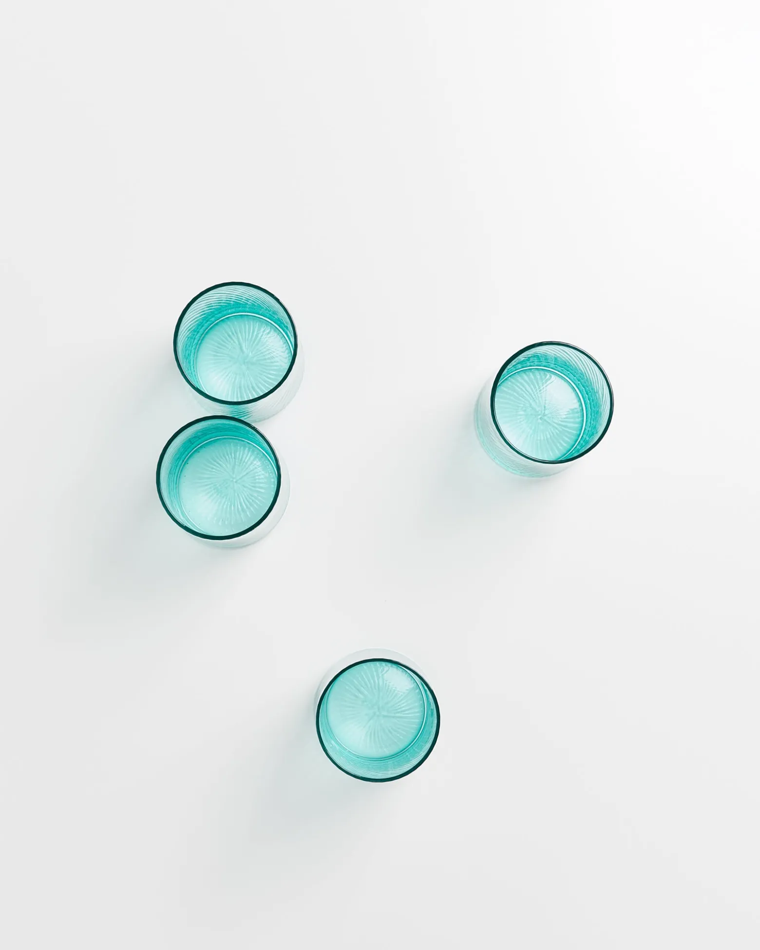Leiria Glas klein riffled grün 4er-Set
