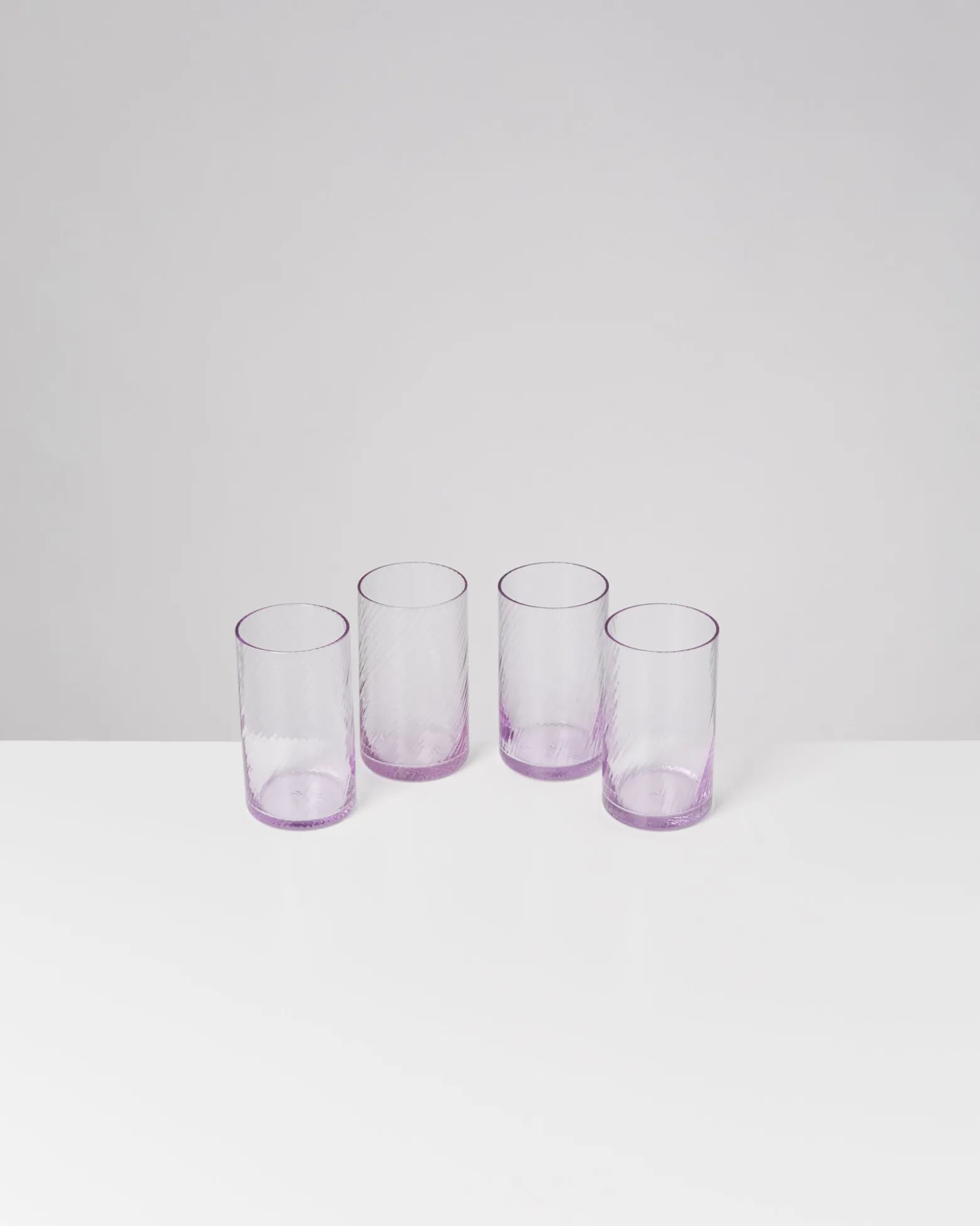 Leiria Glas klein riffled lila 4er-Set