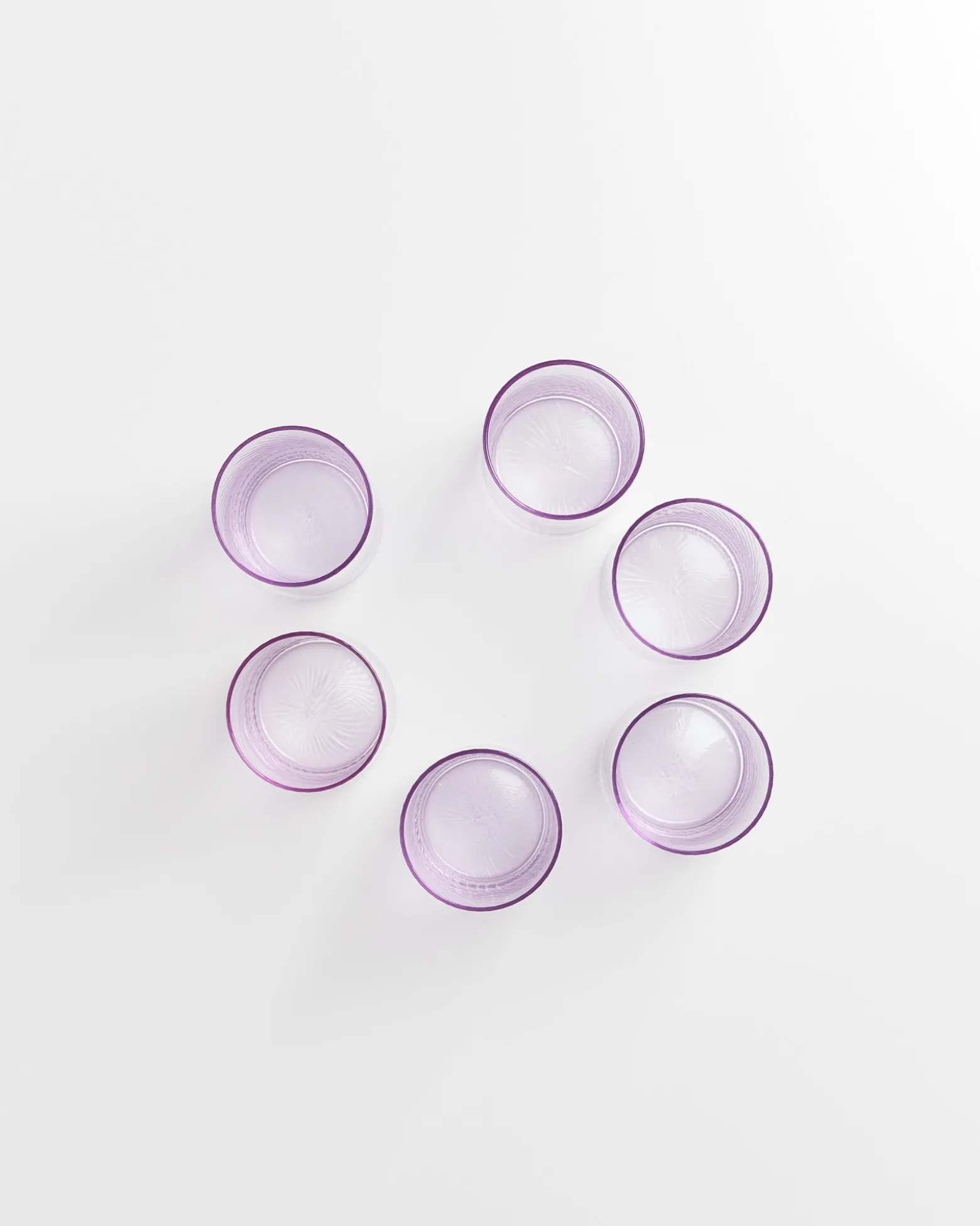 Leiria Glas klein riffled lila 6er-Set