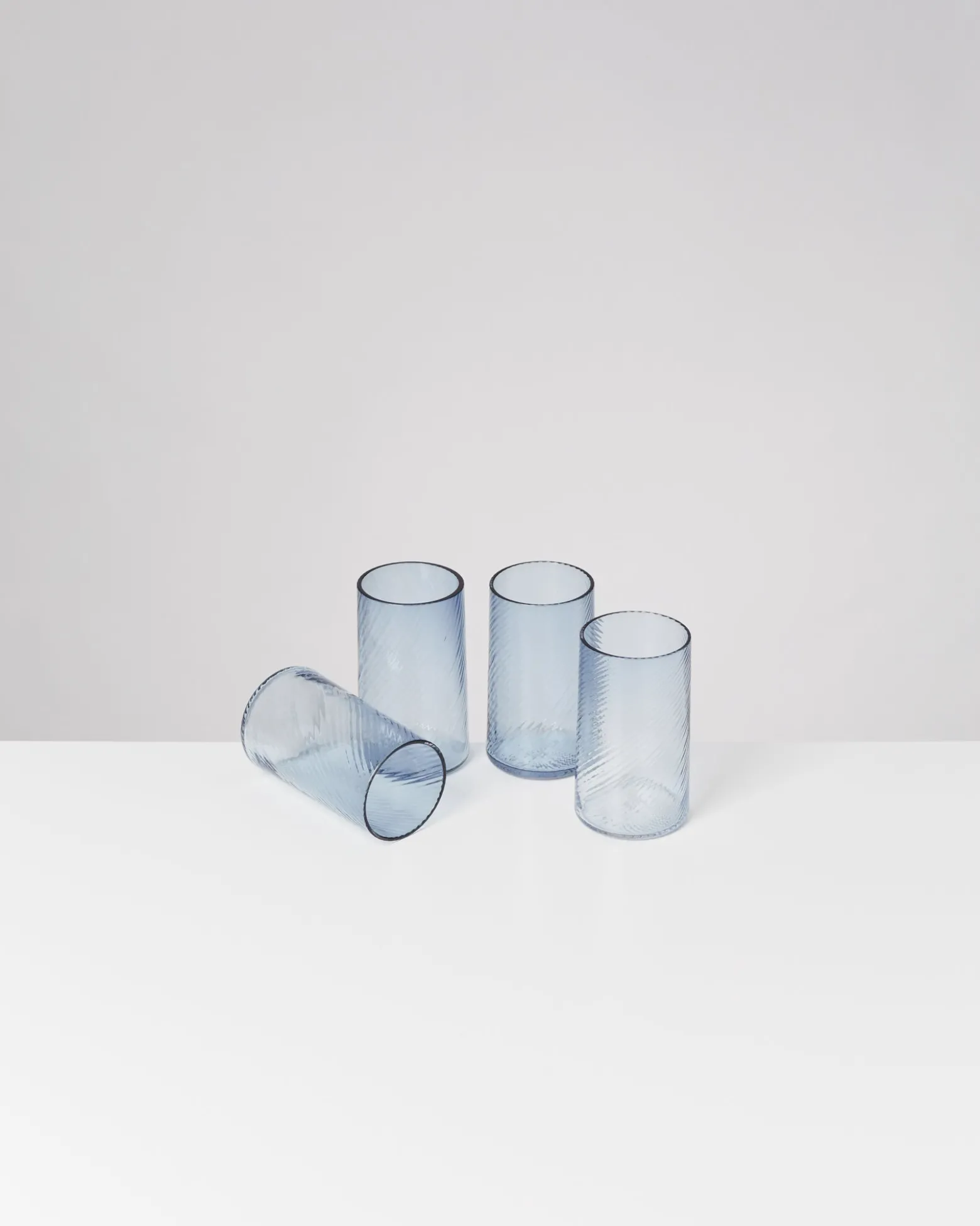 Leiria - Set of 4 glass riffled blue