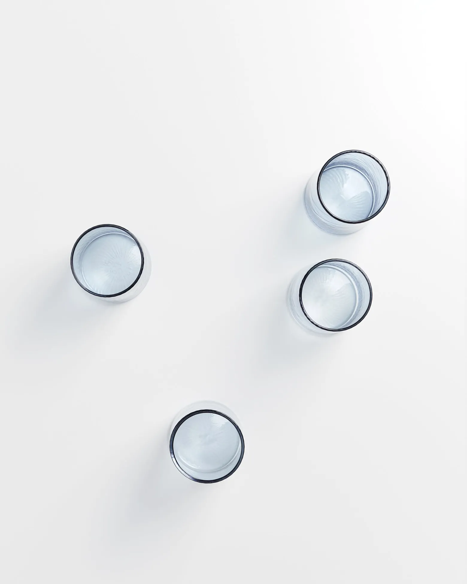 Leiria - Set of 4 glass riffled blue