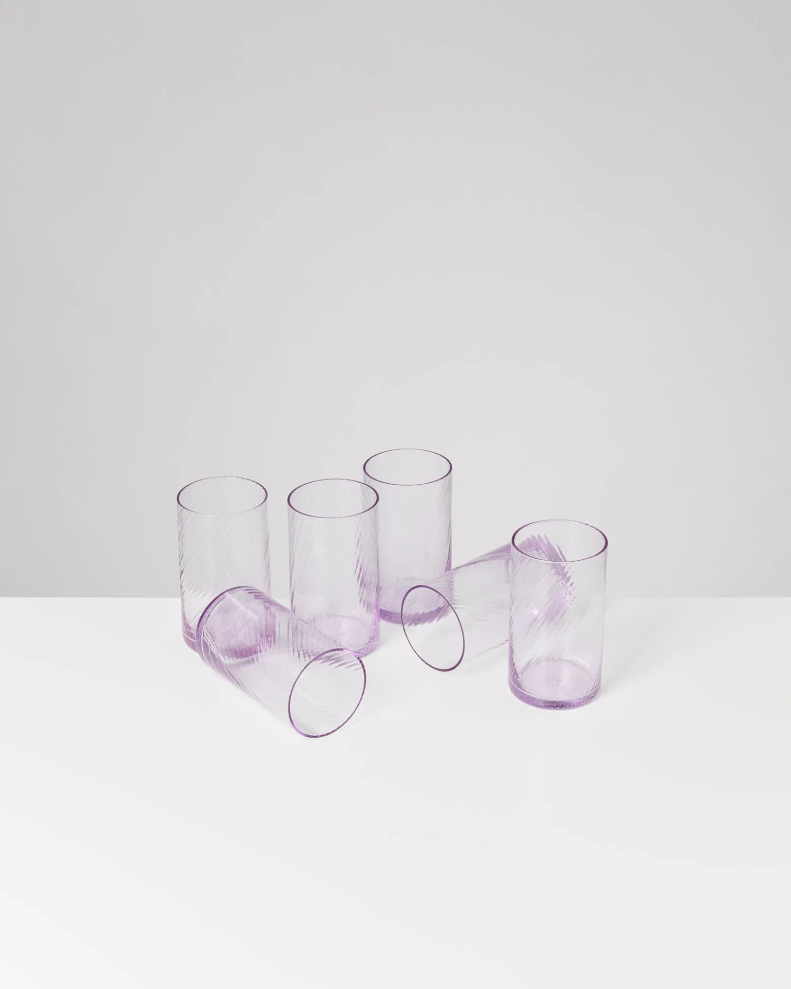 Leiria - Set of 6 glass riffled purple