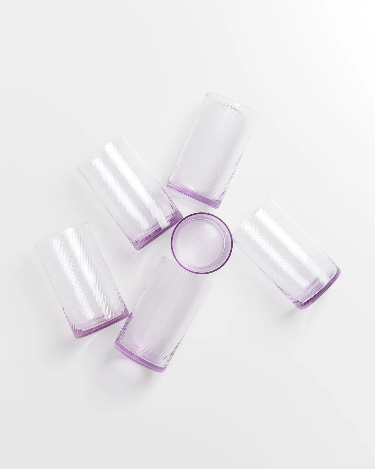 Leiria - Set of 6 glass riffled purple