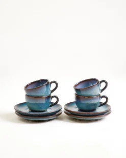 Madeira Espressotasse & Espressountertasse classic grünblau 4er-Set