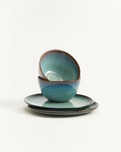 Madeira Frühstücks-Set grünblau 4-teilig
