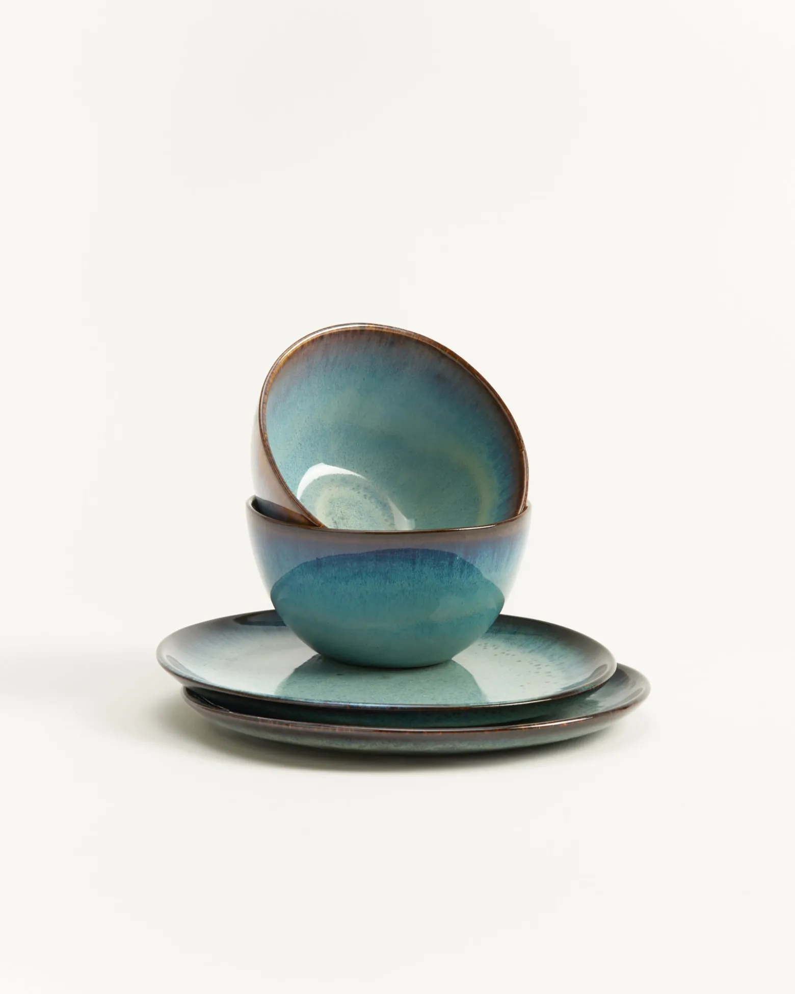 Madeira Frühstücks-Set grünblau 4-teilig