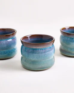 Madeira - Set of 6 cups small bubble green-blue