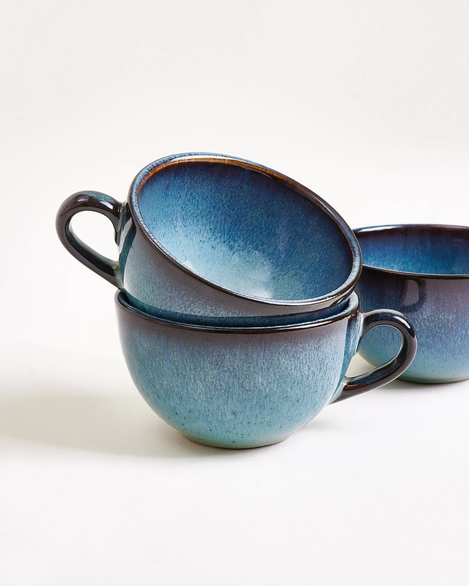 Madeira - Small cappuccino cup & saucer classic green-blue Set of 4