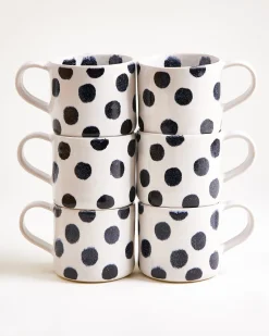 Nódoa - Large mug dotted black Set of 6