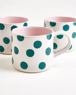 Nódoa - Large mug dotted pink green Set of 6