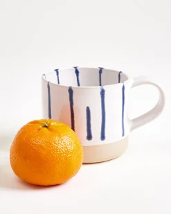 Nódoa - Large mug striped white blue Set of 4