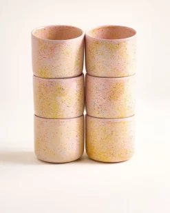 Nódoa - Set of 6 Cups large pink speckled