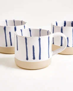 Nódoa Tasse groß gestreift weiß blau 6er-Set
