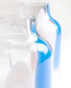 Nuno glass vase M - white blue drops