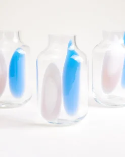 Nuno glass vase M - white blue drops